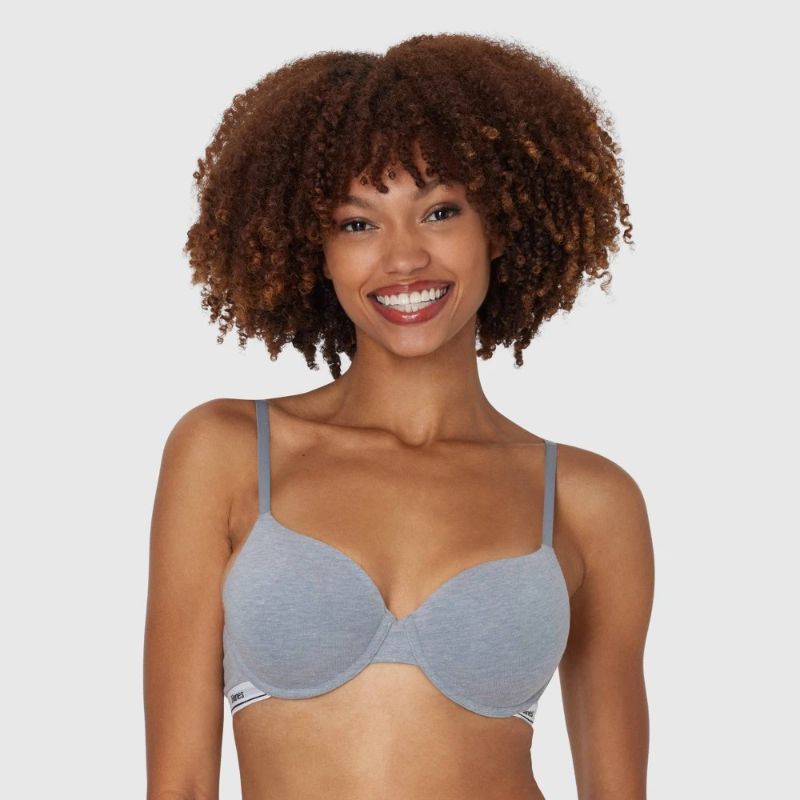 Photo 1 of 38 B Hanes Originals Stretch Cotton Underwire T-Shirt Bra Concrete Pe Heather
