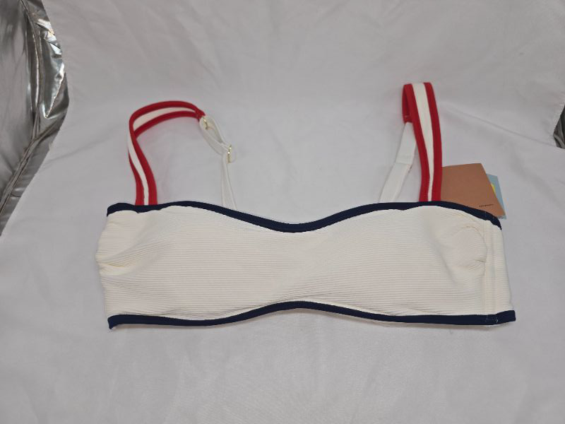 Photo 1 of 34D Women's Ribbed Contrast Binding Bralette Underwire Bikini Top - Shade & Shore™ Cream