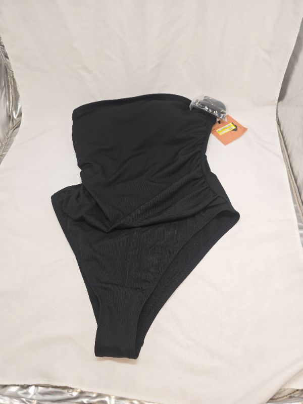 Photo 1 of M Women's Ribbed High Leg Bandeau One Piece Swimsuit - Shade & Shore™