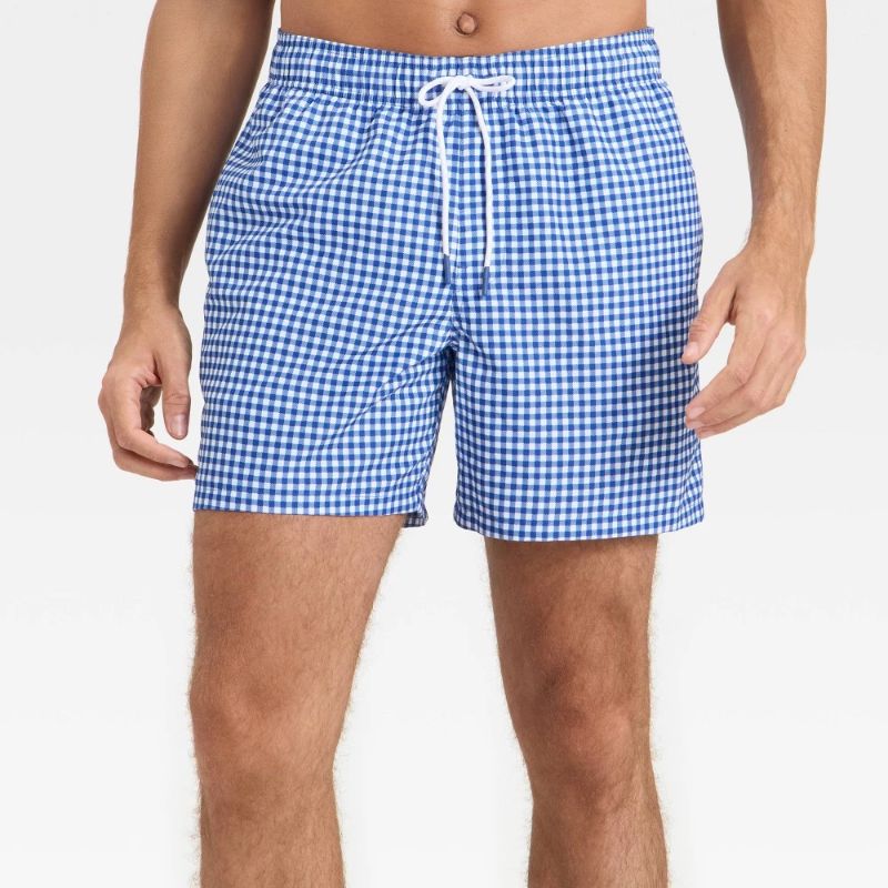 Photo 1 of (XXL) Men's Great American Summer 6" Swim Trunks - Goodfellow & Co™ Blue Gingham XXL
