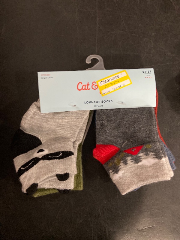 Photo 1 of 2T-3T Toddler Boys' 6pk Critter Ankle Socks - Cat & Jack™ 2T-3T: Recycled Polyester, Raccoon Pattern, Machine Washable
