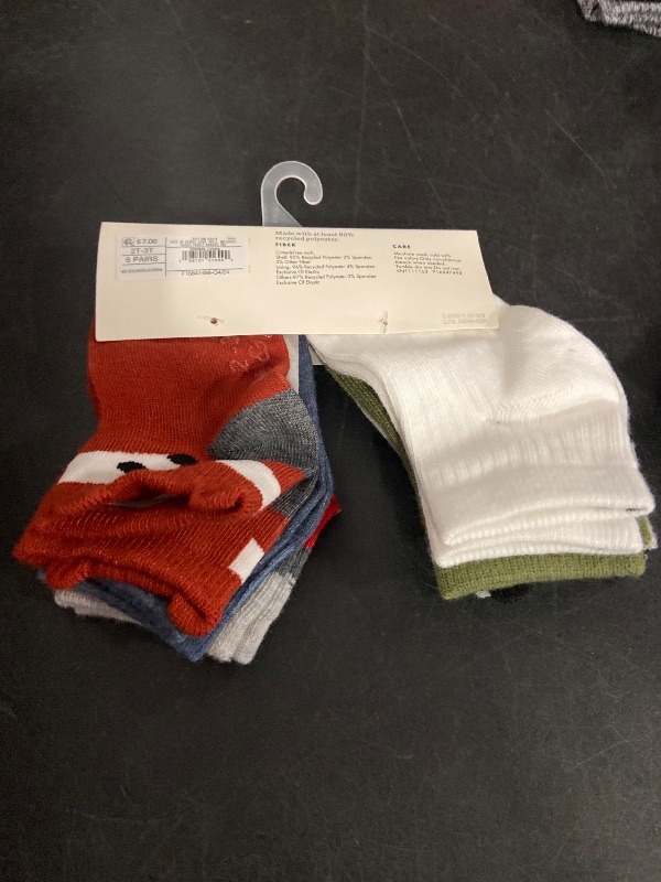 Photo 1 of 2T-3T Toddler Boys' 6pk Critter Ankle Socks - Cat & Jack™ 2T-3T: Recycled Polyester, Raccoon Pattern, Machine Washable