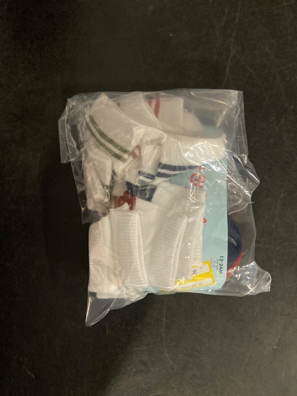 Photo 1 of 12-24M Baby 10pk Striped Ankle Socks - Cat & Jack™ 12-24M: Knit Rib Cuffs, Midweight Fabric