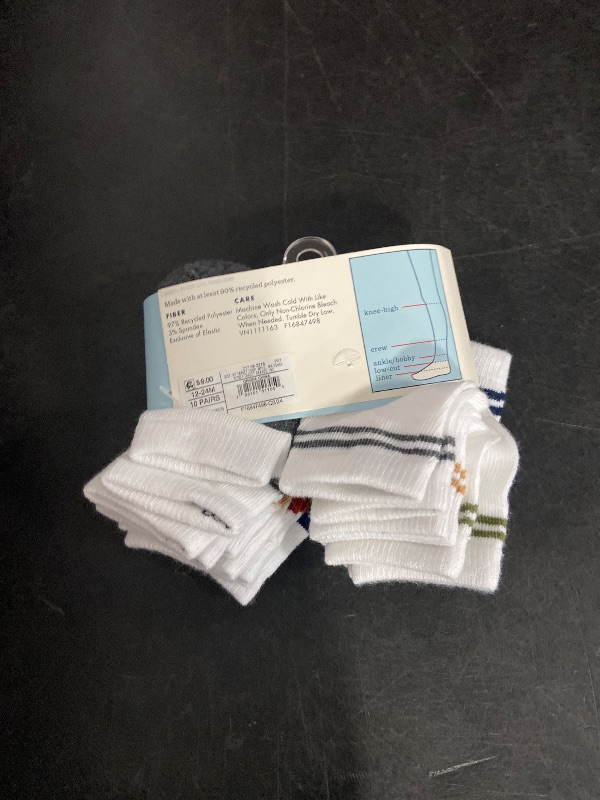 Photo 1 of 12-24M Baby 10pk Striped Ankle Socks - Cat & Jack™ 12-24M: Knit Rib Cuffs, Midweight Fabric