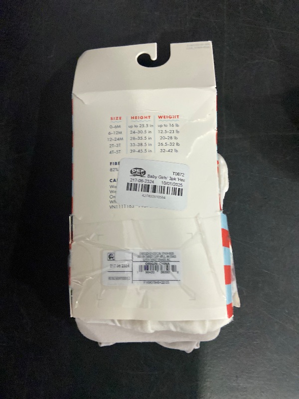 Photo 1 of 12-24M Baby Girls' 3pk 'Hearts and Solid' Printed Tights - Cat & Jack™ Taupe/Gray/Ivory 12-24M: High Waisted Knit Hosiery