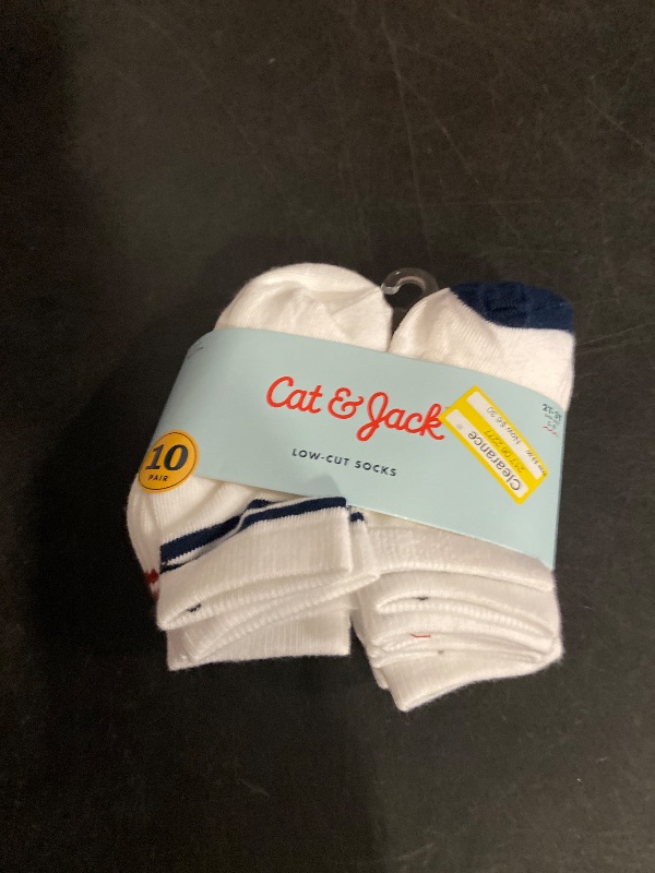 Photo 1 of 2T-3T Toddler 10pk Striped Ankle Socks - Cat & Jack™ 2T-3T: Knit Midweight Fabric, Rib Cuffs, Machine Washable