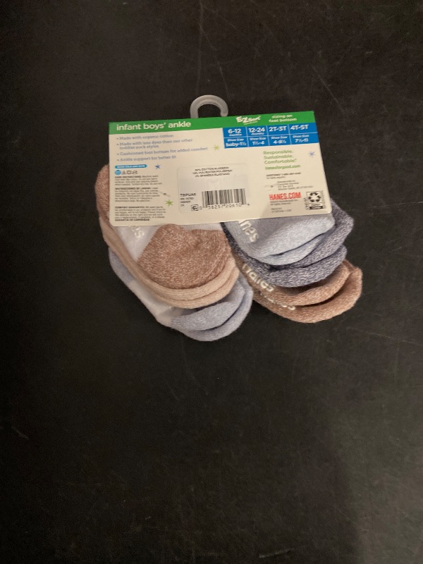 Photo 1 of 6-12M Hanes Pure Comfort Infant/Toddler Boys' Ankle Socks, Organic Cotton, 6-Pairs Assorted 6-12M