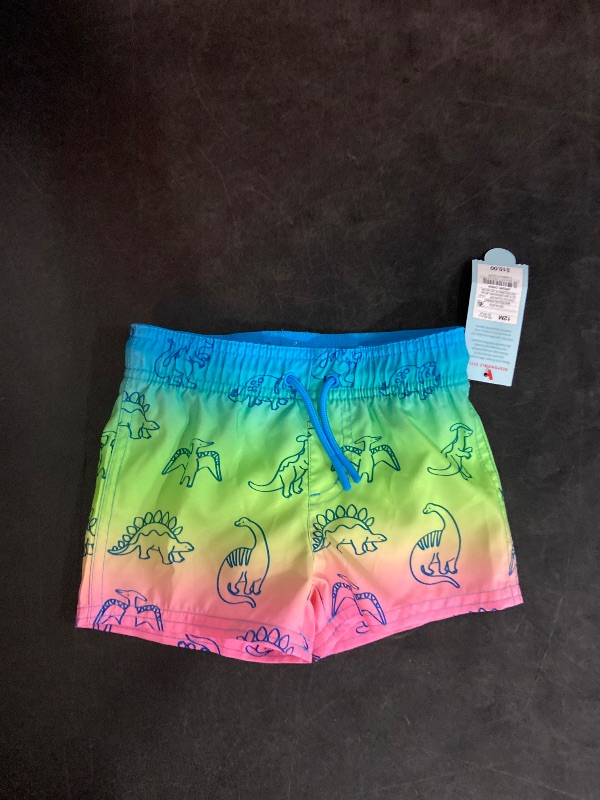 Photo 1 of 12M Baby Boys' Dinosaur Printed Ombre Swim Shorts - Cat & Jack™ 12M: Recycled Polyester, UPF 50+, Elastic Waistband, Built-in Brief