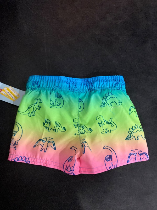 Photo 1 of 12M Baby Boys' Dinosaur Printed Ombre Swim Shorts - Cat & Jack™ 12M: Recycled Polyester, UPF 50+, Elastic Waistband, Built-in Brief