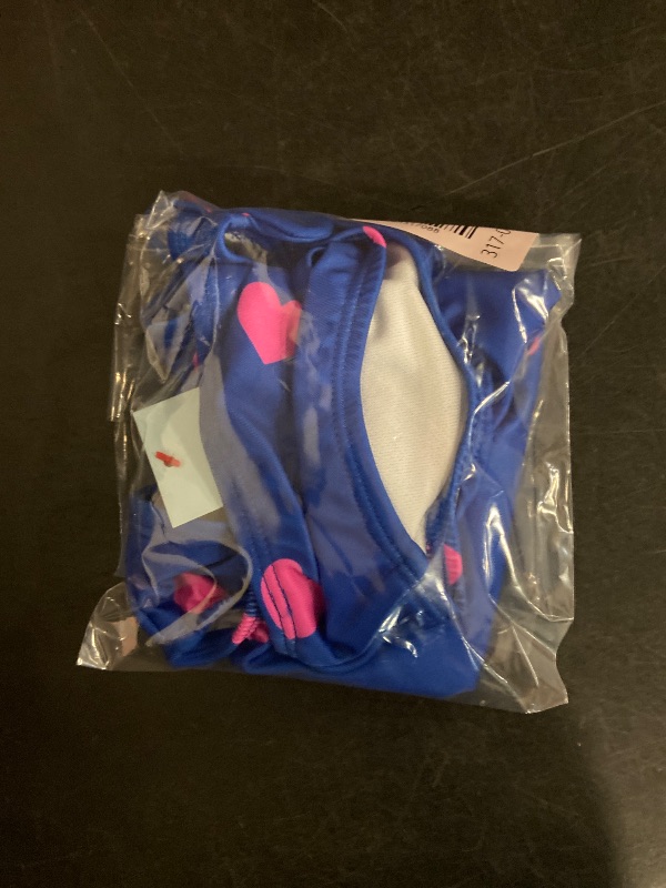 Photo 1 of 18M Baby Girls' Heart Printed Cut Out One Piece Swimsuit with Bow - Cat & Jack™ Blue 18M: Asymmetrical Back, UPF 50+, Elastic Leg Openings