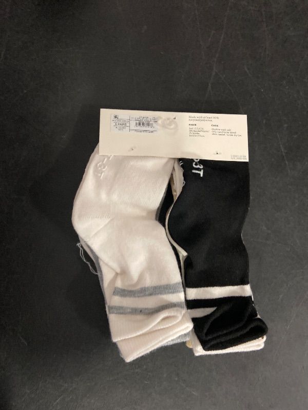 Photo 1 of 12-24M Baby 6pk Striped Neutral Varsity Crew Socks - Cat & Jack™ 12-24M: Lightweight, Nonslip Grippers