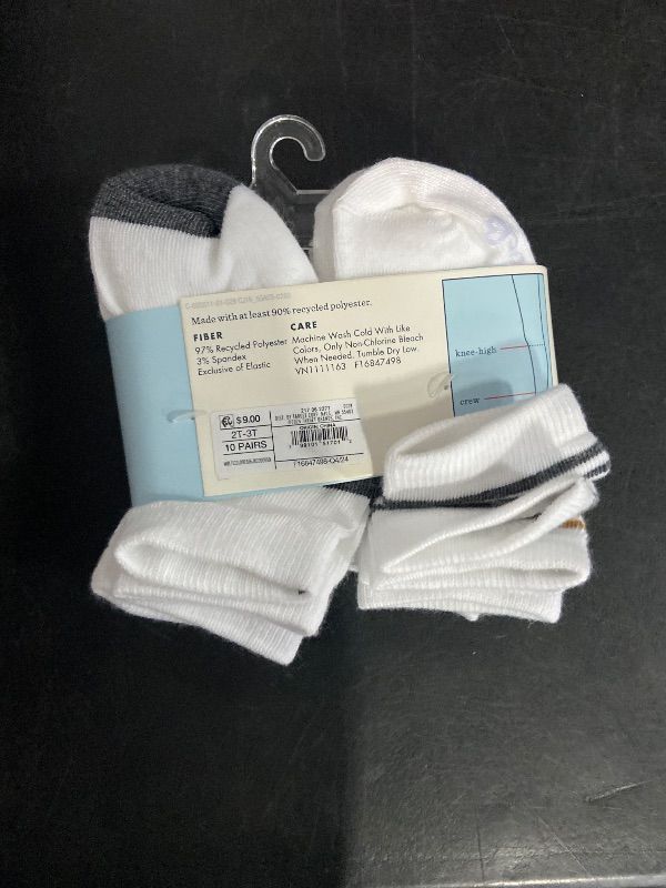Photo 1 of 2T-3T Toddler 10pk Striped Ankle Socks - Cat & Jack™ 2T-3T: Knit Midweight Fabric, Rib Cuffs, Machine Washable