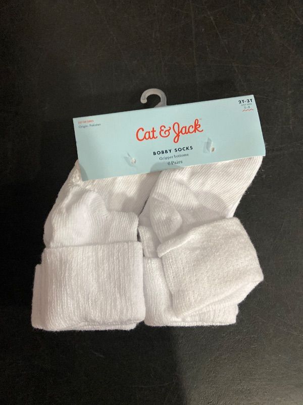 Photo 1 of 2T-3T Toddler 6pk Low Cut Bobby Socks - Cat & Jack™ White 2T-3T: Knit, Turnback Cuff