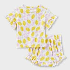 Photo 1 of Size 12m Cat & Jack | Matching Sets | Cat Jack Yellow Lemon And Purple Leaf Tee Bloomer Set