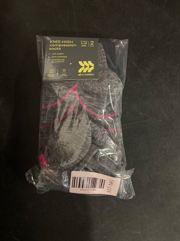 Photo 1 of 4-10 Women's Compression 2pk Knee High Socks - All in Motion™ Gray/Black 4-10: Moisture Wicking, Arch Support
