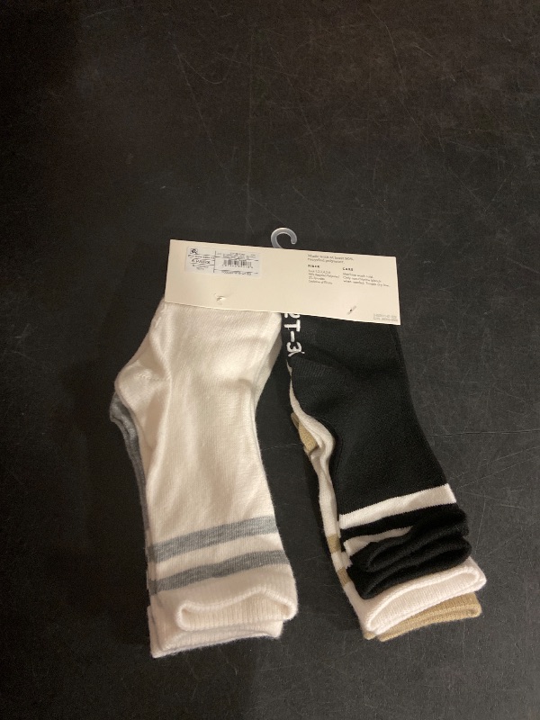 Photo 1 of 2T-3T Toddler 6pk Striped Neutral Varsity Crew Socks - Cat & Jack™ 2T-3T: Lightweight, Nonslip Grippers
