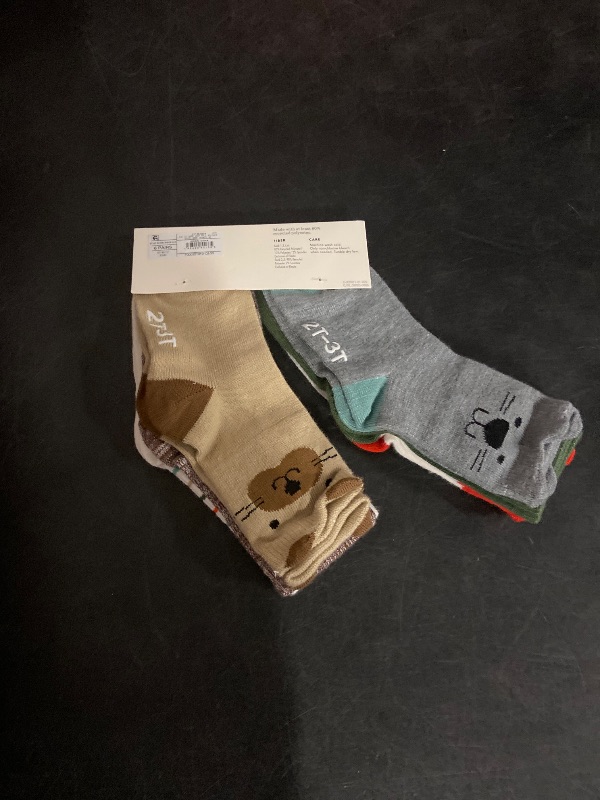 Photo 1 of 2T-3T Toddler 6pk Critter Crew Socks - Cat & Jack™ Cream 2T-3T