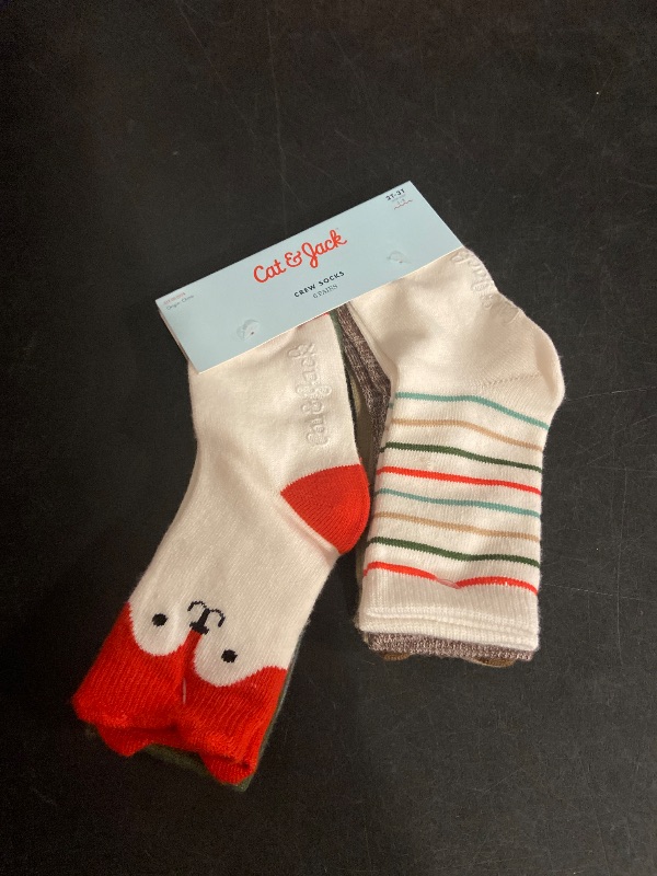 Photo 1 of 2T-3T Toddler 6pk Critter Crew Socks - Cat & Jack™ Cream 2T-3T