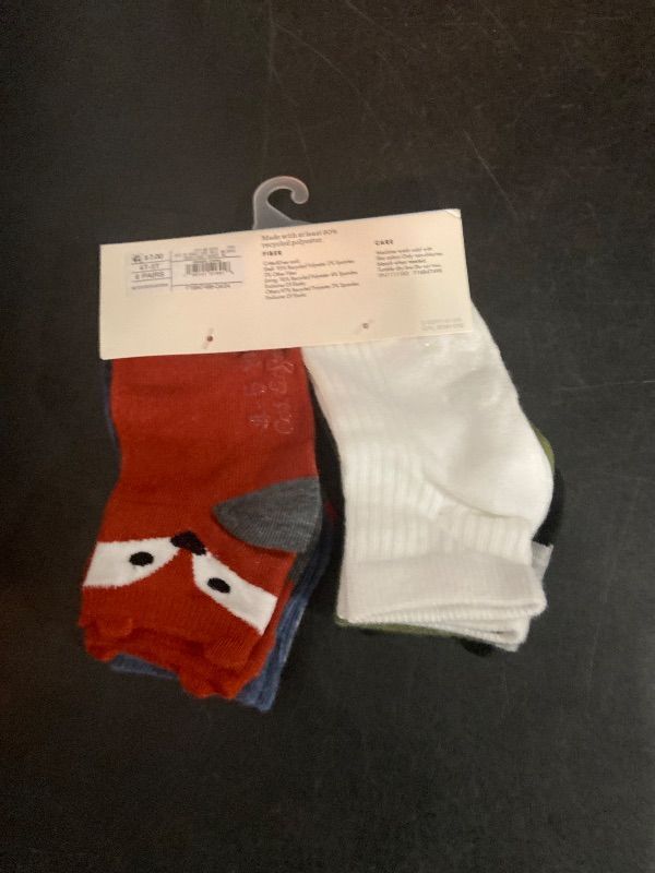 Photo 1 of 6-12M Baby Boys' 6pk Critter Ankle Socks - Cat & Jack™ 6-12M: Raccoon Pattern, Knit, Midweight Fabric
