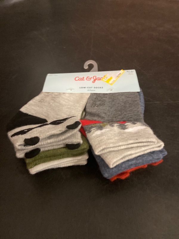 Photo 1 of 6-12M Baby Boys' 6pk Critter Ankle Socks - Cat & Jack™ 6-12M: Raccoon Pattern, Knit, Midweight Fabric