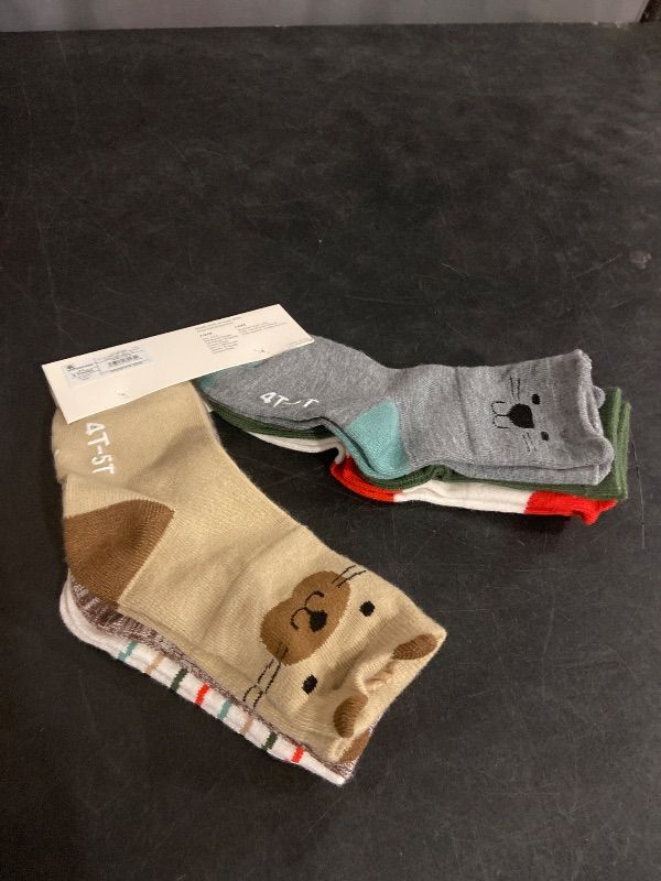 Photo 1 of 4T-5T Toddler 6pk Critter Crew Socks - Cat & Jack™ Cream 4T-5T