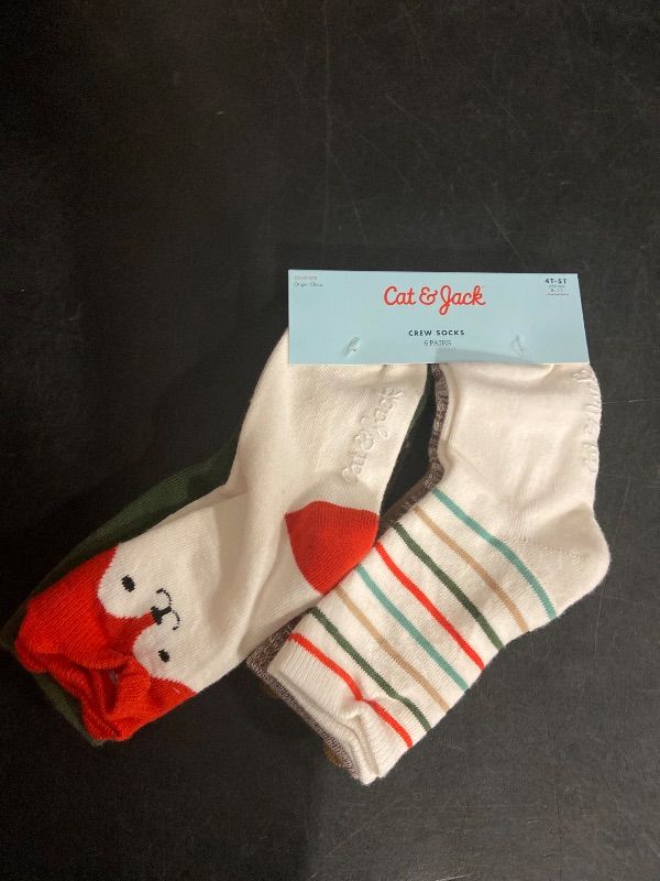 Photo 1 of 4T-5T Toddler 6pk Critter Crew Socks - Cat & Jack™ Cream 4T-5T