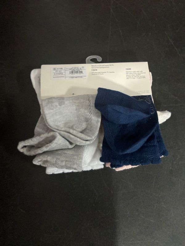 Photo 1 of 4T-5T Baby Girls' 6pk Crew Socks - Cat & Jack™ : Infant Midweight Drop Needle Solid Pattern, Machine Washable