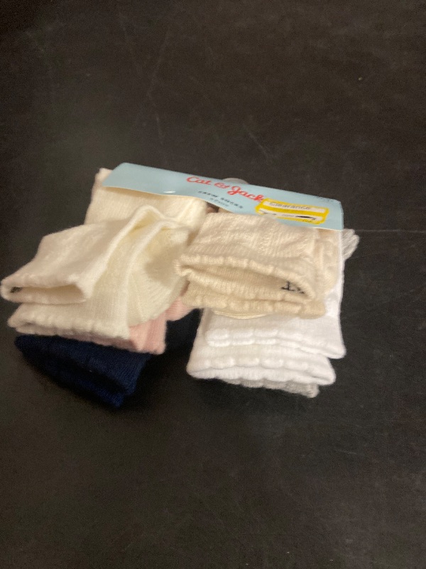 Photo 1 of 2T-3T Toddler Girls' 6pk Crew Socks - Cat & Jack™ 2T-3T: Solid Pattern, Midweight, Recycled Polyester
