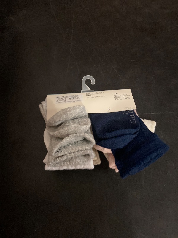 Photo 1 of 2T-3T Toddler Girls' 6pk Crew Socks - Cat & Jack™ 2T-3T: Solid Pattern, Midweight, Recycled Polyester
