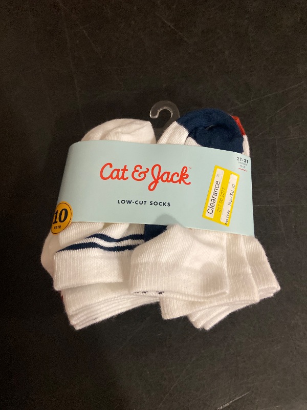 Photo 1 of 2T-3T Toddler 10pk Striped Ankle Socks - Cat & Jack™ 2T-3T: Knit Midweight Fabric, Rib Cuffs, Machine Washable