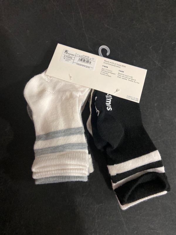 Photo 1 of 6-12M  Baby 6pk Striped Neutral Varsity Crew Socks - Cat & Jack™ 6-12M: Lightweight, Nonslip Grippers
