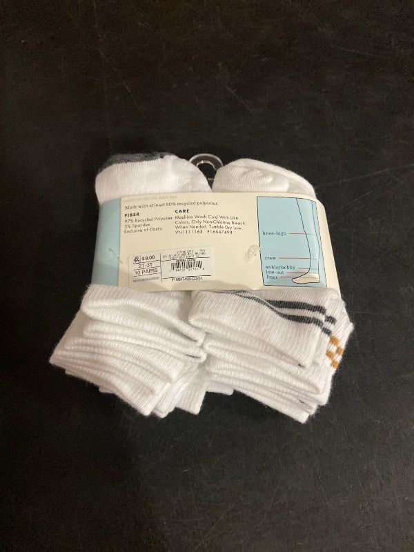 Photo 1 of 2T-3T Toddler 10pk Striped Ankle Socks - Cat & Jack™ : Knit Midweight Fabric, Rib Cuffs, Machine Washable