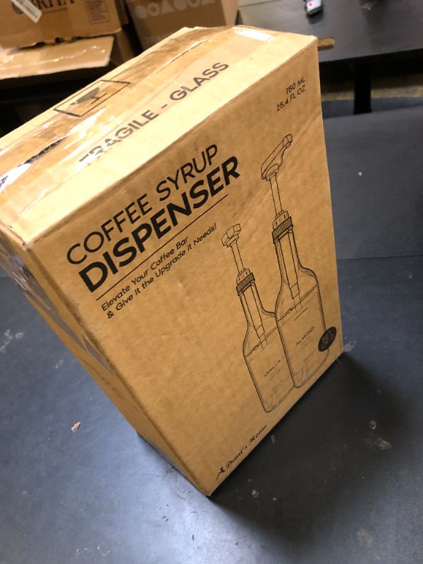 Photo 1 of Demi's Home 25.4 oz 750 ml Glass Coffee Syrup Dispenser for Coffee Bar - 2 Pack - Comprehensive Label Set & ¼ oz Pumps Included