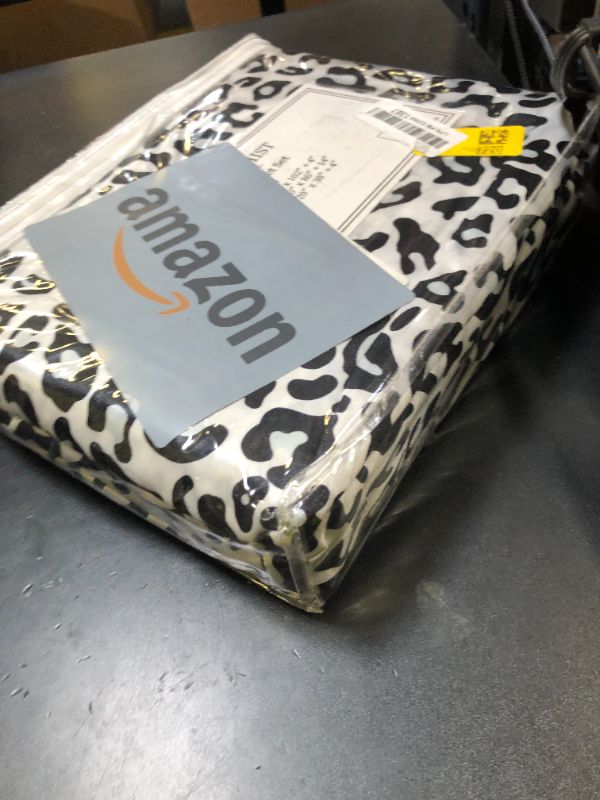 Photo 1 of Beatrice Home Fashions 100% Luxury Satin Polyester Sheet Set, Queen, Snow Leopard