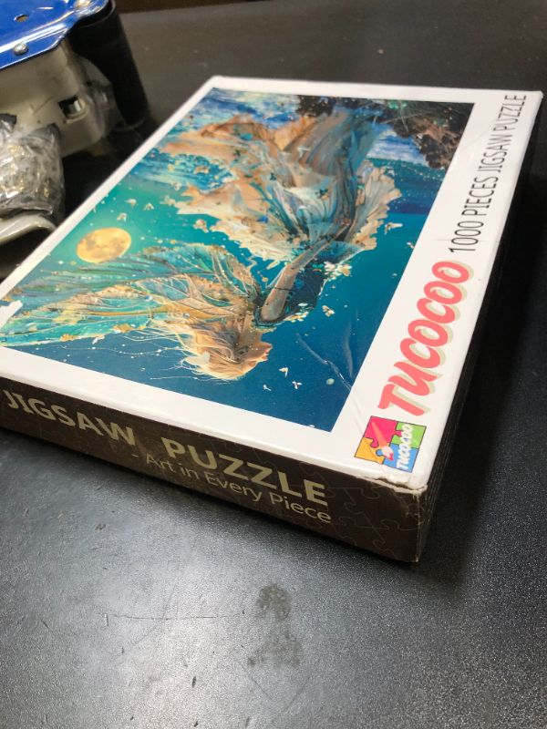 Photo 1 of Tucocoo 1000 Piece Jigsaw Puzzles for Adults Sea Goddess Painting Jigsaw Puzzle Abstract Fairy 1000 Pieces Puzzles for Challenging Family Activity Game Ocean Moonlight Art Wall Decor DIY Puzzle Gifts
