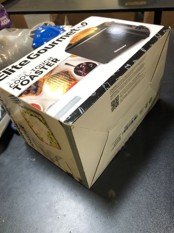 Photo 1 of Elite Gourmet ECT1027B Cool Touch Toaster with 6 Temperature Settings & Extra Wide 1.25" Slots for Bagels, Waffles, Specialty Breads, Puff Pastry, Snacks, ETL Certified, 2 Slices, Black