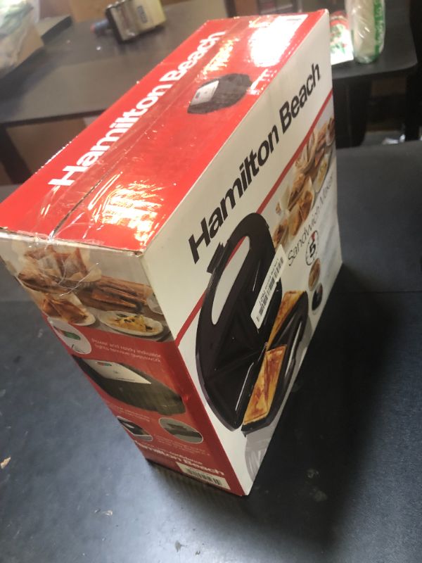 Photo 1 of Hamilton Beach Electric Sealed Sandwich Maker Grill with PFAS-Free Nonstick Plates, Makes Stuffed French Toast, Omelets, Compact & Easy to Store, Black (25430G)