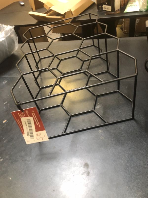 Photo 1 of Gusto Nostro Countertop Wine Rack - 14 Bottle Freestanding Modern Black Metal Small - 3 Tier Tabletop Wine Holder Stand for Cabinet, Pantry - Wine Racks Countertop - No Assembly Required