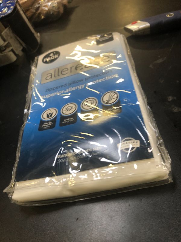 Photo 1 of Set of 4 Standard/Queen AllerEase Pillow Protectors - Moisture Wicking, Advanced Allergy Protection - Premium Polyester, Zippered Protectors