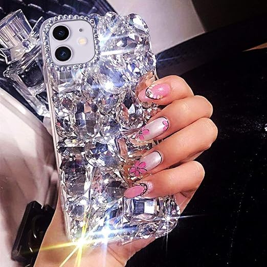 Photo 1 of Bonitec Compatible with iPhone 12 Case 3D Glitter Sparkle Bling Case Luxury Shiny Crystal Rhinestone Diamond Bumper Clear Gems Cute Protective Girly Case Cover for Women Girls
