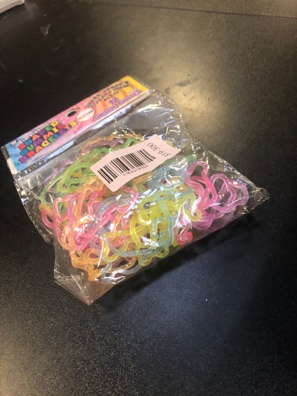 Photo 1 of 48pc Shaped Gummie Bracelets - Bulk Pack Colorful Pastel Glitter Rubberband Bracelets, Kids Party Favors & Bracelet Kit