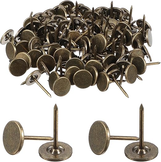 Photo 1 of 100pcs Heavy Duty Flat Head Thumb Tacks, 7/16 Inch Upholstery Push Pins for Wall, Furniture Decor Pushpin Dia 11mm/0.43 Inch, Decorative Nails for Office Home Wooden Photo(Bronze)
