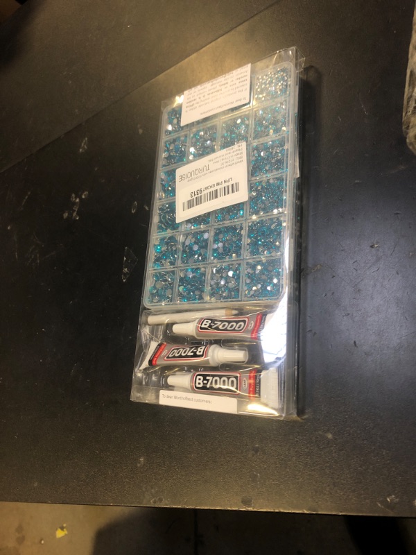 Photo 1 of 30000Pcs Resin Rhinestones Set for Crafting Bedazzling, Teal Flatback Gems Jewels for Crafts Clothes Shoes Fabric Outfit Nails Makeup, Flat Back Crystal 2-6mm with b 7000 Glue