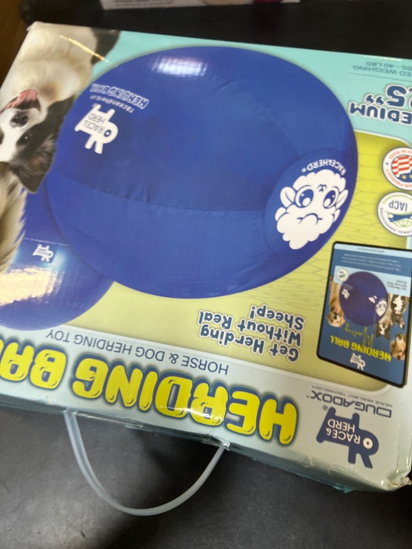 Photo 1 of Race&Herd 25" Original XXL Herding Ball for Dogs - Giant Herding Dog Ball Australian Shepherds, Herding Toys, Dog Training Toy for Medium Breeds, Dog Toy for Outdoor Play (for Medium Dogs, Blue)