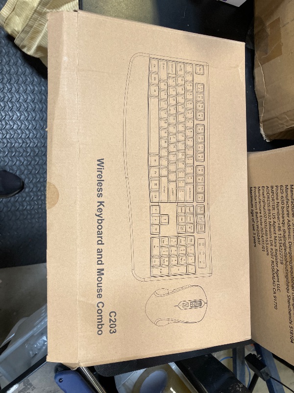 Photo 1 of Wireless Keyboard and Mouse Combo, Full-Sized 2.4GHz Wireless Keyboard with Comfortable Palm Rest and Optical Wireless Mouse for Windows, Mac OS PC/Desktops/Computer/Laptops (Black)