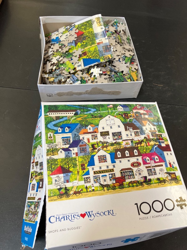 Photo 1 of Buffalo Games - Charles Wysocki - Shops and Buggies - 1000 Piece Jigsaw Puzzle for Adults -Challenging Puzzle Perfect for Game Nights - Finished Size is 26.75 x 19.75