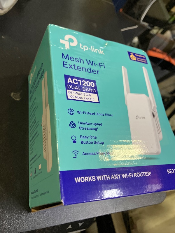 Photo 1 of TP-Link AC1200 WiFi Extender, 2025 Wirecutter Best WiFi Extender, 1.2Gbps Home Signal Booster, Dual Band 5GHz/2.4GHz, Up to 1600 Sq.ft and 32 Devices, EasyMesh Compatible, One Ethernet Port (RE315)