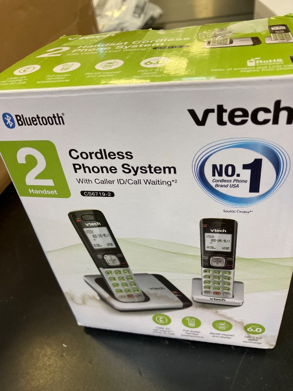 Photo 1 of VTech CS6719-2 2-Handset Cordless Phone with Caller ID/Call Waiting, Handset Intercom & Backlit Display/Keypad, Silver
