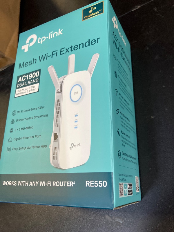 Photo 1 of TP-Link AC1900 WiFi Range Extender RE550 | Dual-Band Wireless Repeater Amplifier w/Gigabit Ethernet Port | Up to 2200 Sq. Ft., 32 Devices | Internet Signal Booster | APP Setup | EasyMesh Compatible