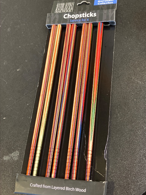 Photo 1 of Set of 4 Chopsticks made from layered Birch Wood Multicolored 